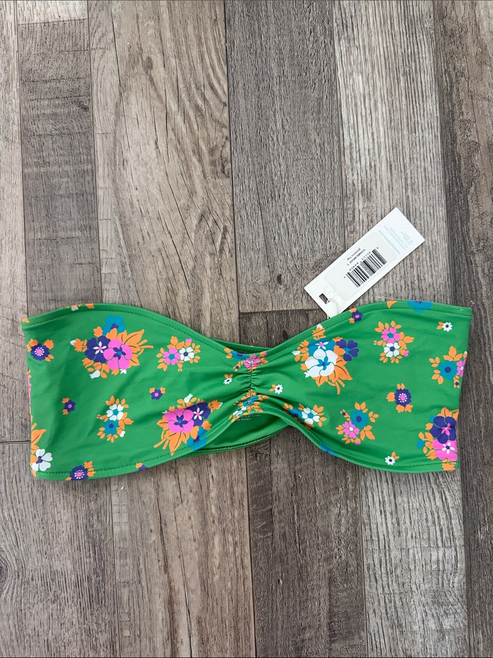 Frankie’s Bikinis NWT Green Floral Bandeau Jeanette Top